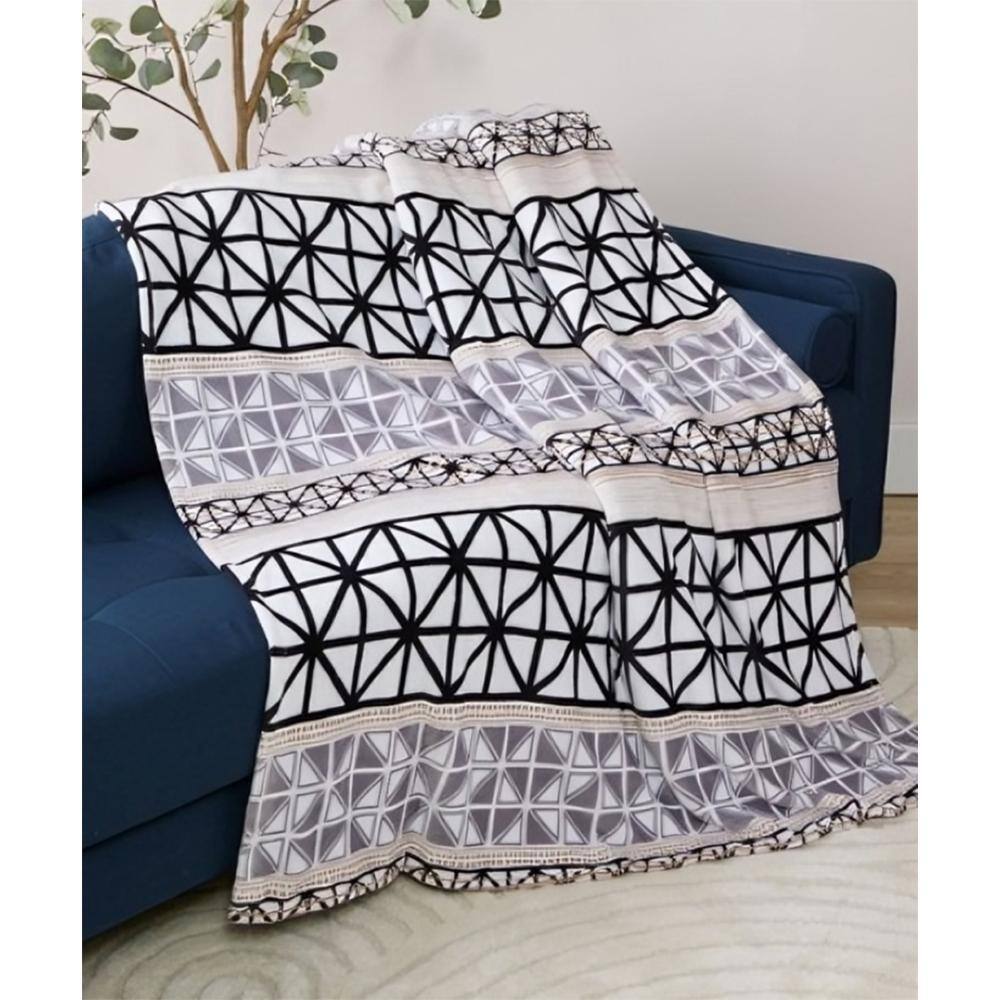Alt View 1. Noble House - Plazatex Brexton plush Decorative Machine Washable Throw 50" x 70" Black,Grey & White - Black, Grey & White.