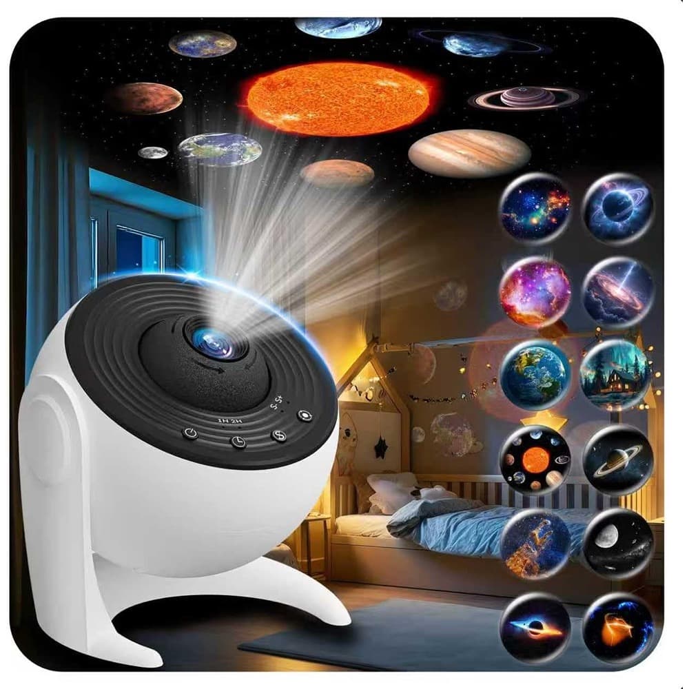 ACJPR - Galaxy Projector for Bedroom, 13-in-1 Planetarium Star Projector with Solar System & Constellations, 360° Rotating Night