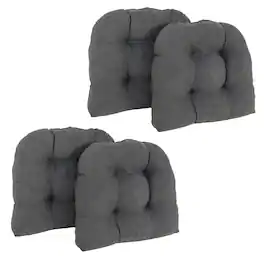 Blazing Needles - 19-inch U-Shaped Micro Suede Tufted Dining Chair Cushions (Set of 4) - Gray