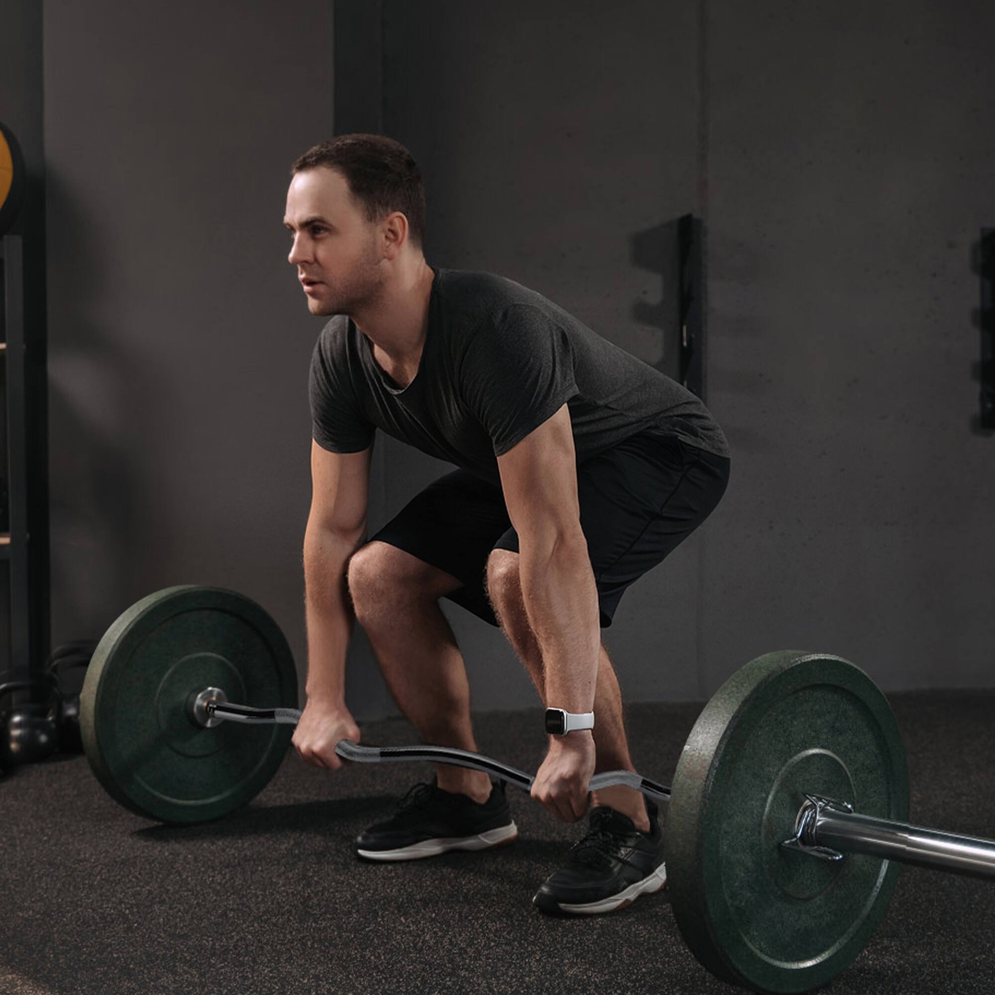 Alt View 4. TROPOW - Black+Red 47" Olympic EZ Curl Barbell Bar - 500-LBS Capacity Olympic Bar  - Black and red.