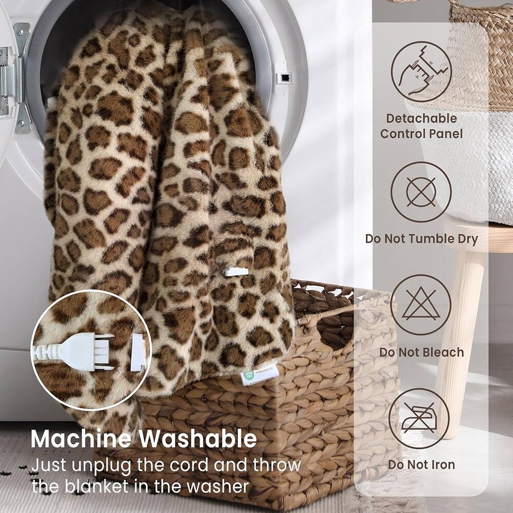 - Detachable Control Panel
- Do Not Tumble Dry
- Do Not Bleach
- Do Not Iron

Machine Washable
Just unplug the cord and throw the blanket in the washer
