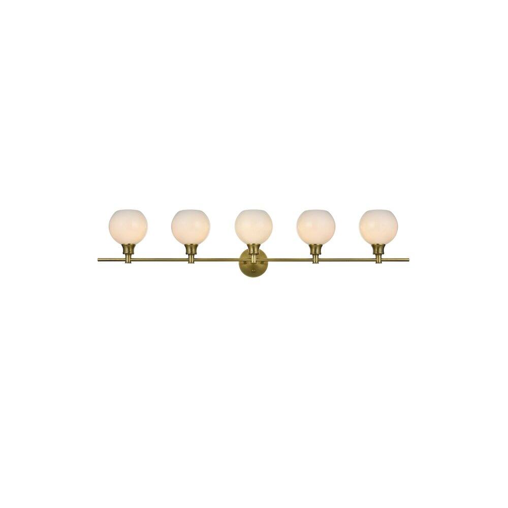 Back. Living District - Collier 5 Light Satin Gold and Frosted White Glass Wall Sconce - Satin Gold.