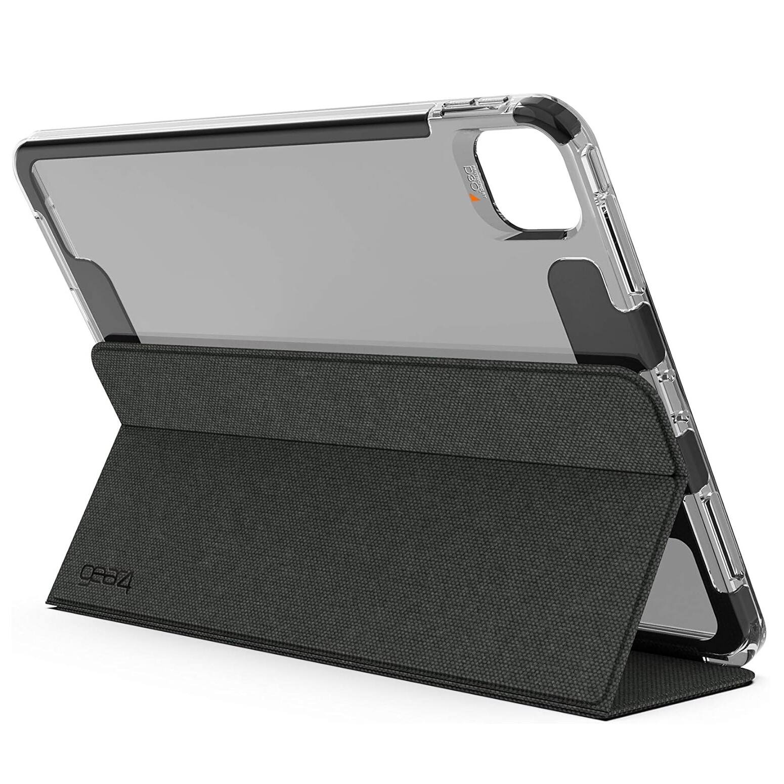 Angle. ZAGG - ZAGG Gear4 Brompton Case for iPad Pro 11 (1st & 2nd Gen) / iPad Air 4, Slim and Sturdy Design - Smoke Grey - Grey.