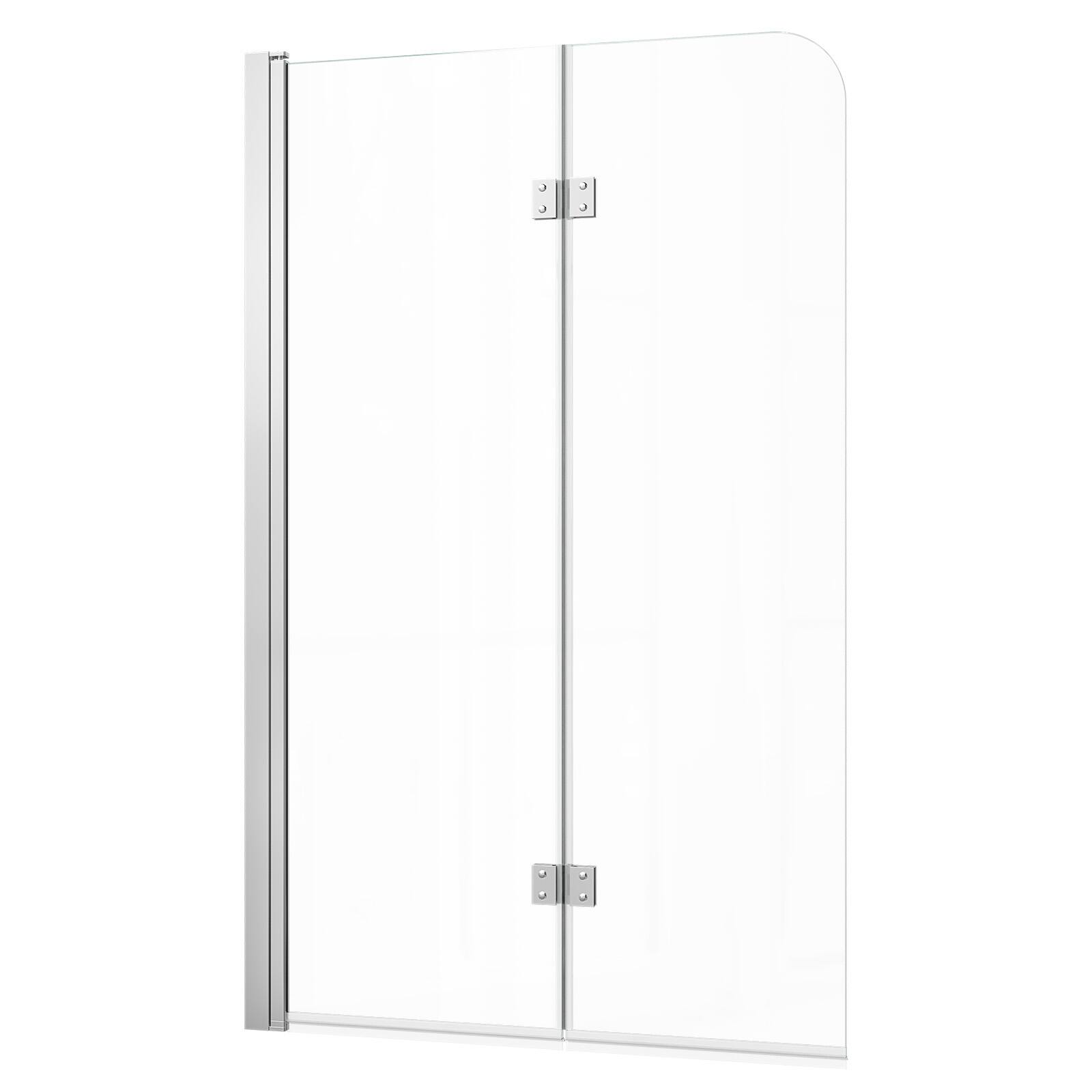 Alt View 5. VEVOR - Bathtub Shower Door 47" W x 55" H Semi-Frameless Bi-Fold Tub Door, 1/4" Clear Tempered Glass, Easy-Clean Nano Coating - Bright Silver.