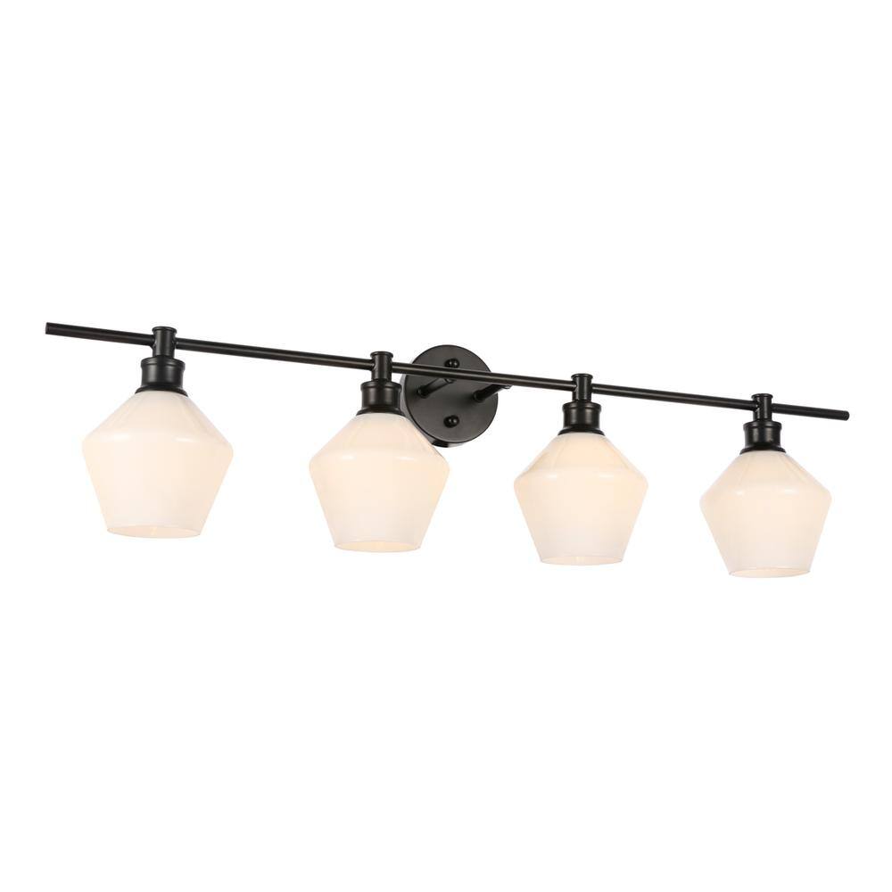 Back. Living District - Gene 4 light Black and Frosted white glass Wall sconce - Black And Frosted White Glass.