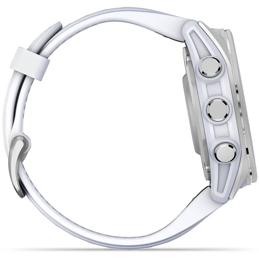 Alt View 5. Garmin - Fenix 8 43 mm, AMOLED, Silver w/ Whitestone Silicone Band + Fitness Bundle - Silver.