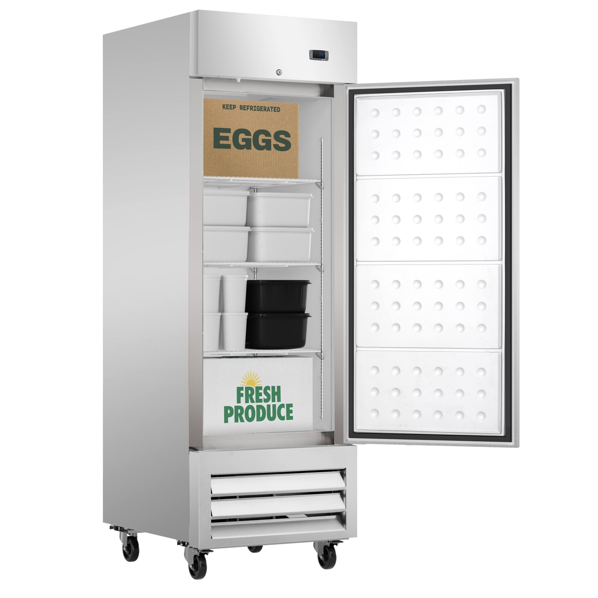 KEEP REFRIGERATED EGGS, FRESH PRODUCE