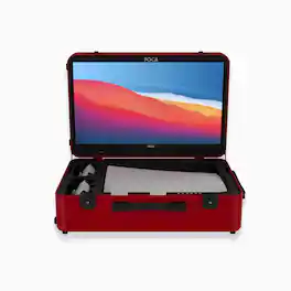 POGA - LUX PlayStation 5 Premium Portable Console Travel Case w/ Trolley and 24" AOC Gaming Monitor V3 - Red