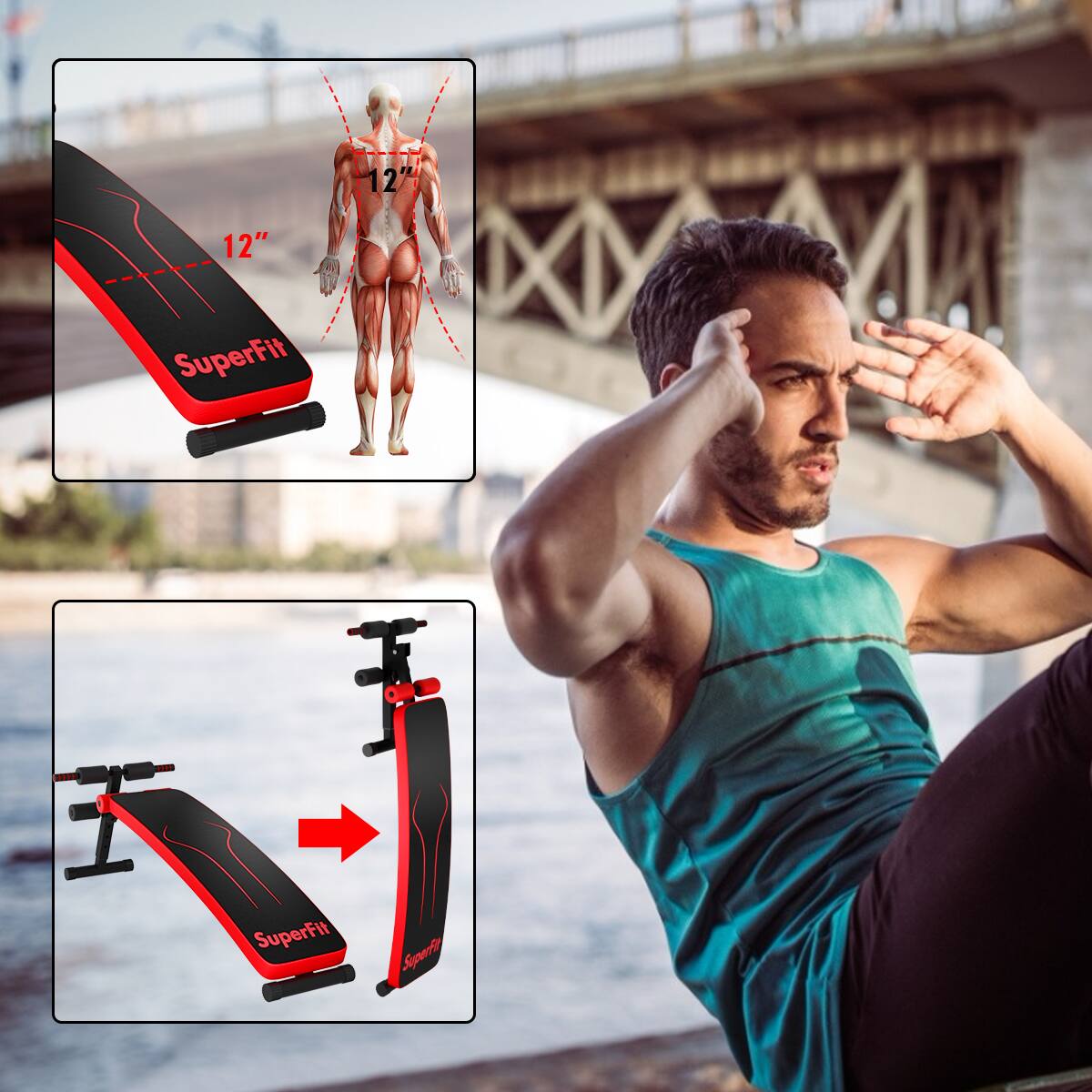 The text on the image is: "2 12" SuperFit Squat Rack".