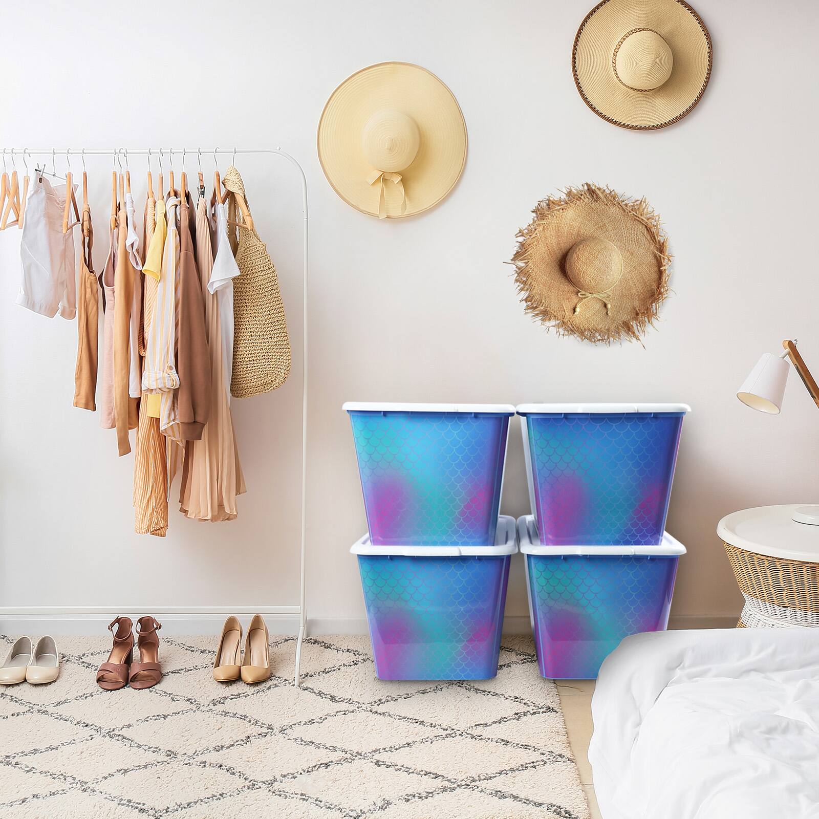 Alt View 2. SIMPLYKLEEN - SIMPLYKLEEN 4 Pack 14.5 Gallon Christmas Storage Bins with Lids Stackable Totes Rugged Tubs Garage Organization.