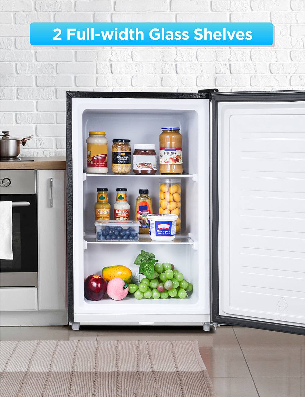 2 Full-width Glass Shelves

- Curry Tartare
- Mustard
- Mascarpone