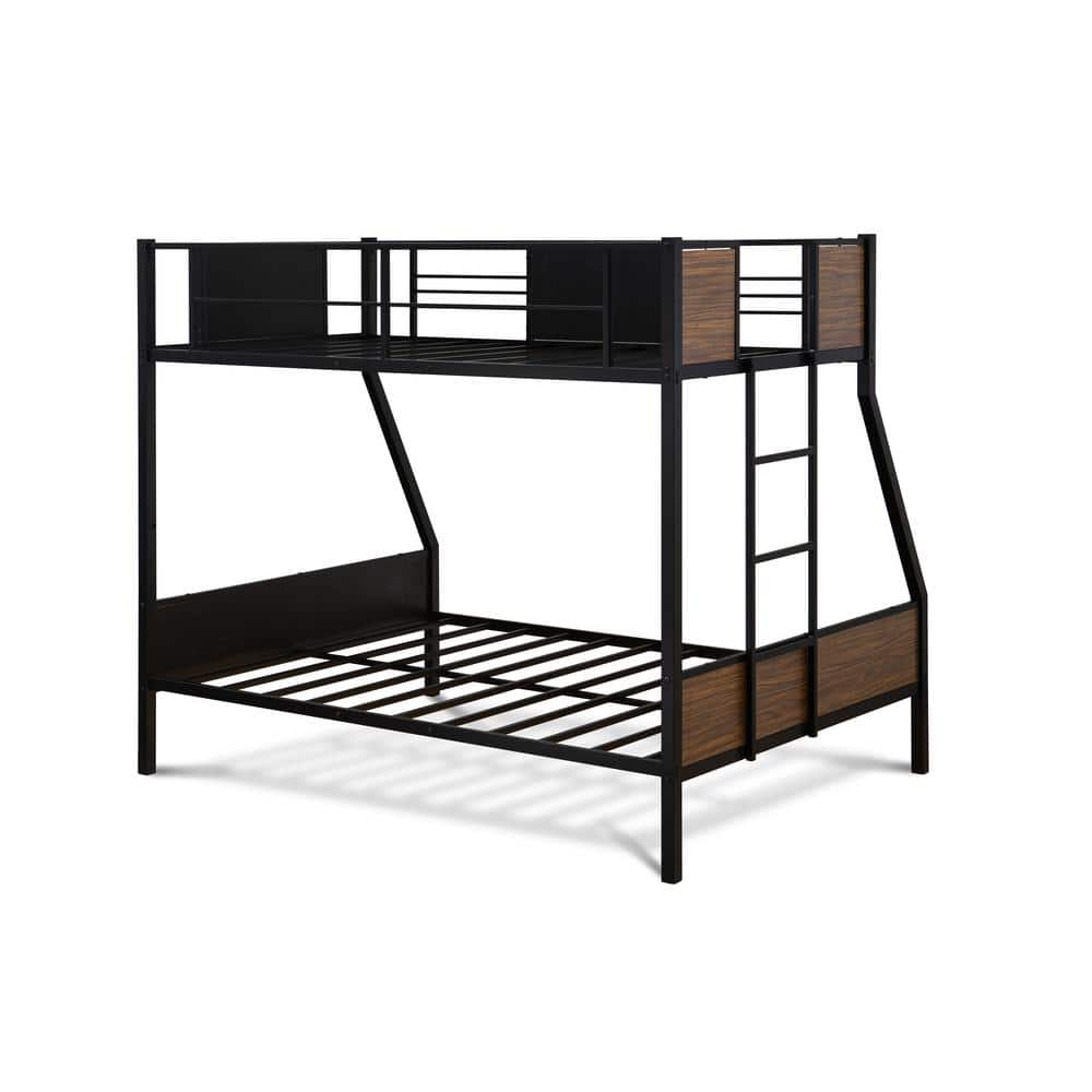 East West Furniture - Twin Over Full Bunk Bed in Powder Coating - Black