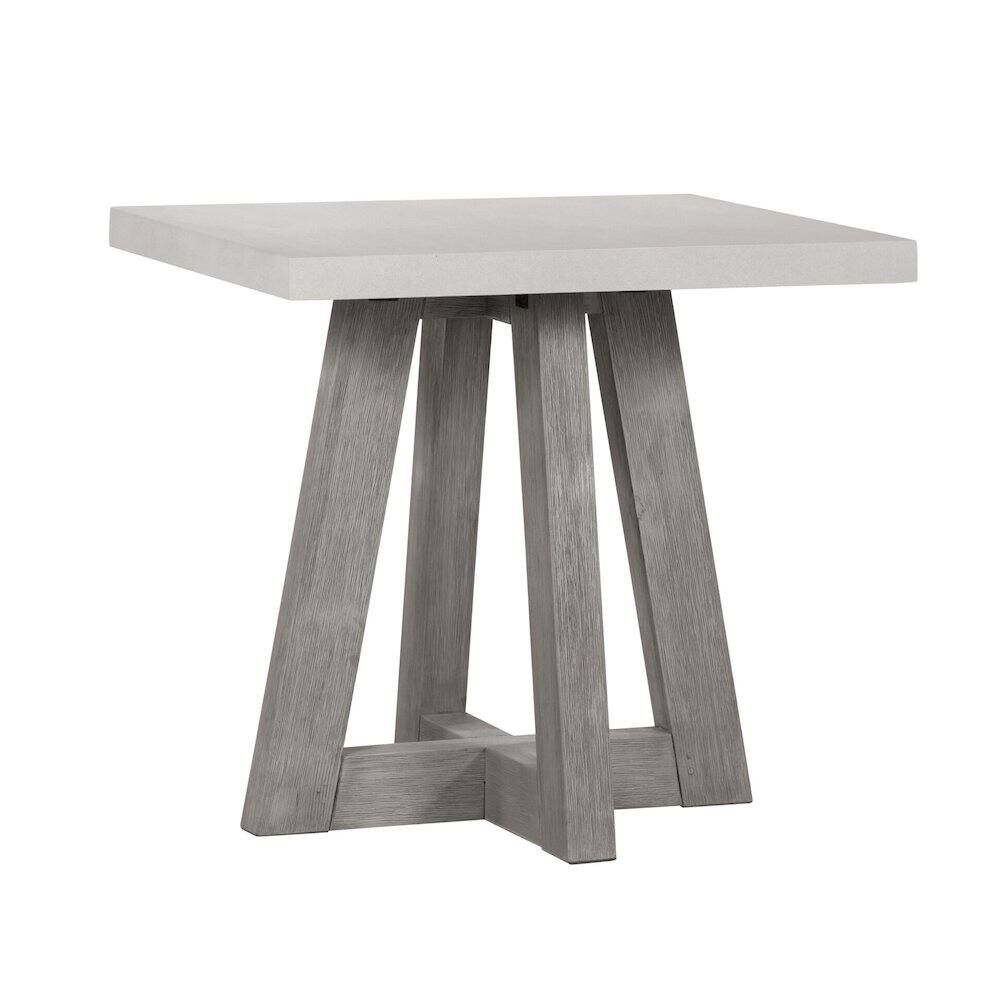 Front. Carolina Chair & Table - Square Accent Table With Grey Wood Base And Concrete Top - Grey.