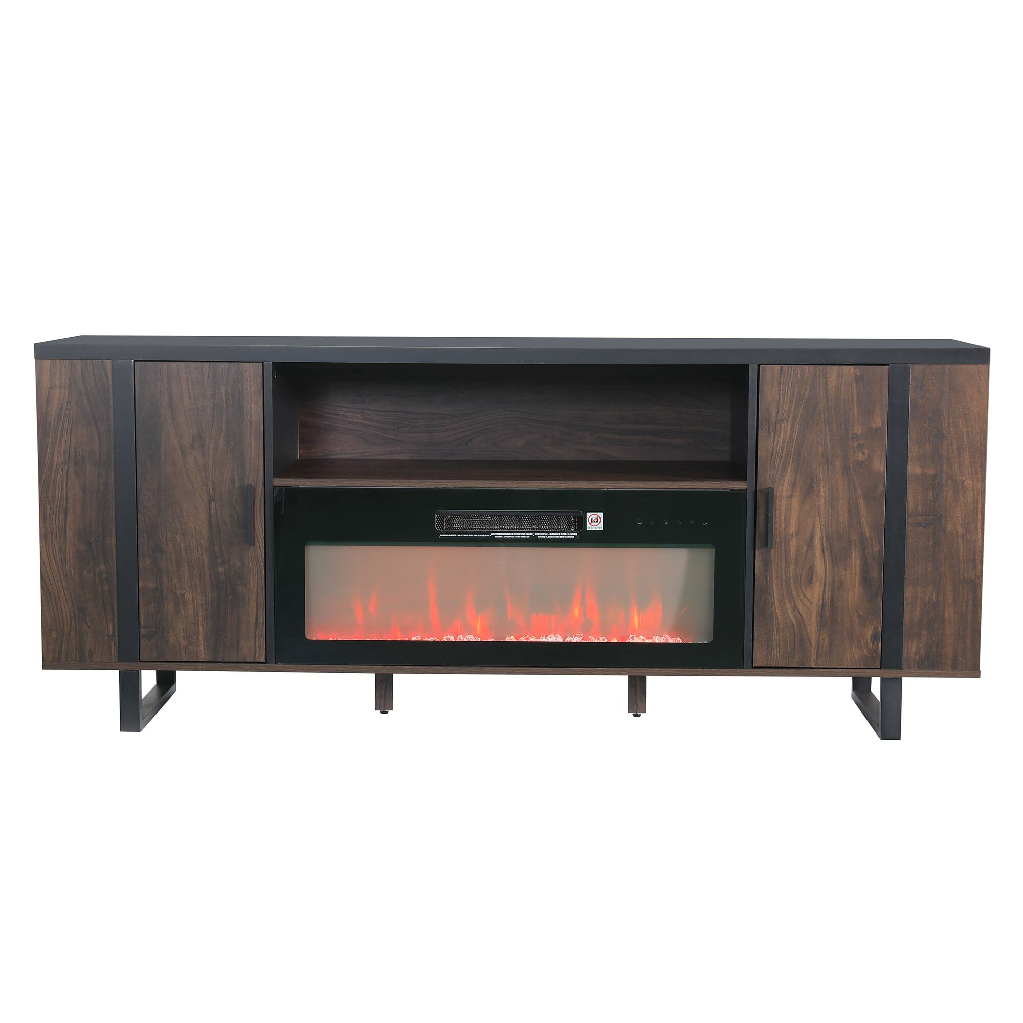 Alt View 1. Ihomeadore - 72" Farmhouse TV Stand with Open Storage Shelves and Cabinets for TV up to 80" - Brown.