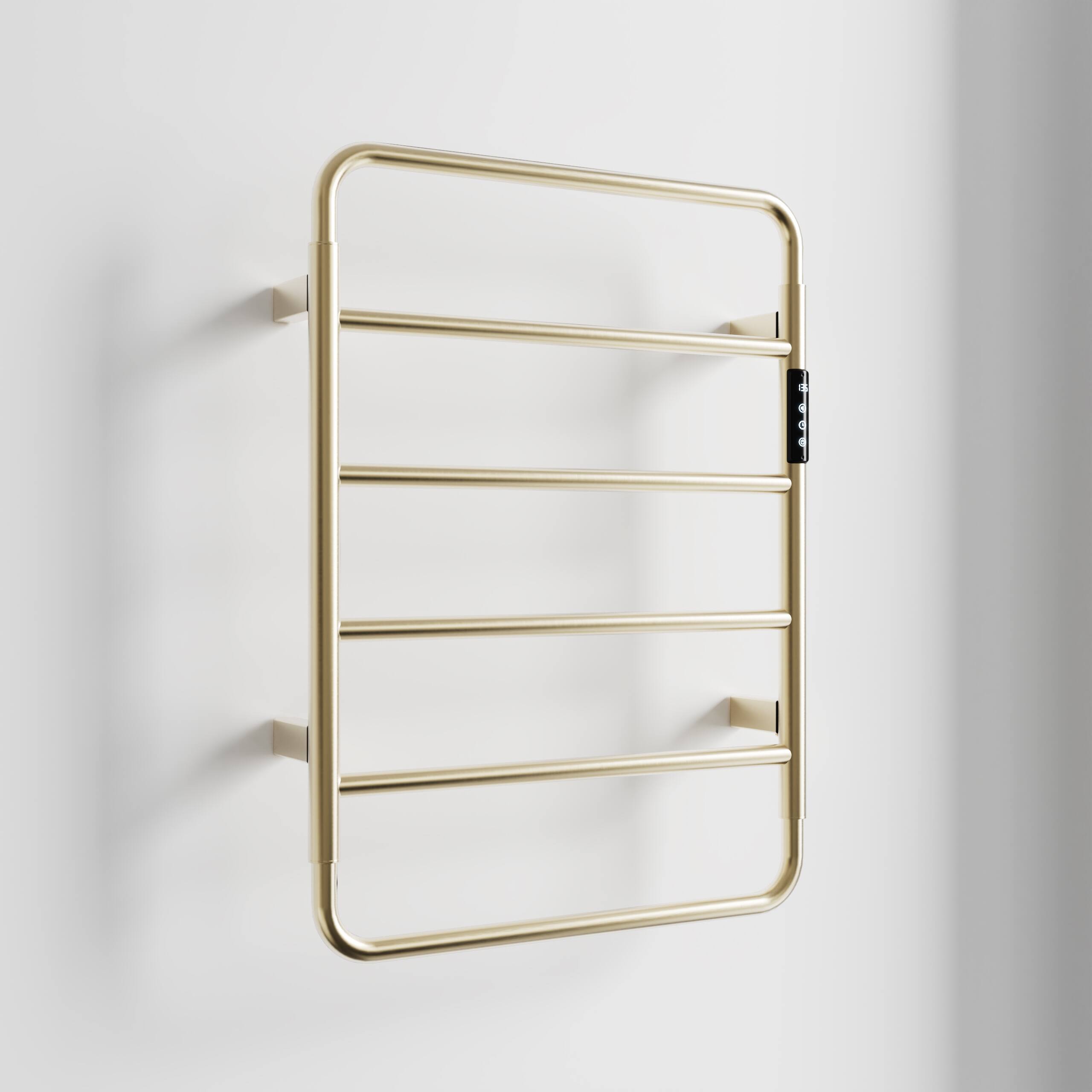 Front. COWLOWN - 18.7in Heated Towel Rack for Bathroom Wall Mounted 6-Bar Warmer w Touch Timer 304 Stainless Steel Plug-in Hard-Wired - Stainless Steel Finish (Silver).