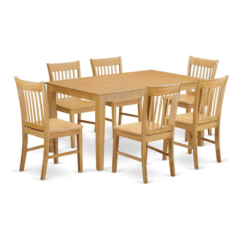 Back. East West Furniture - 7 Pc Dining room set-Dinette Table and 6 Dining Chairs - Oak.