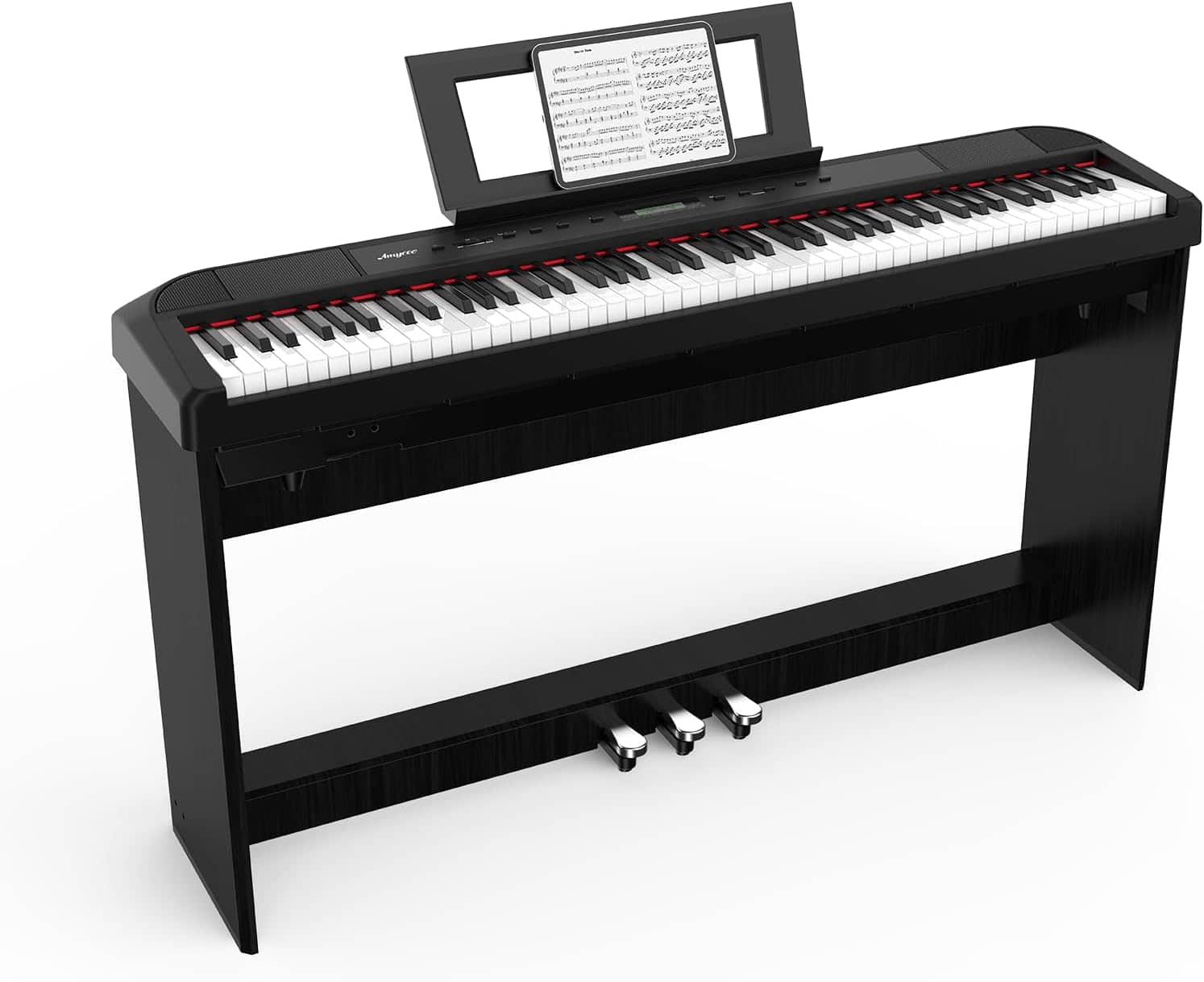 GARVEE - 88-Key Fully Weighted Digital Piano – Elegant Full-Size Setup with Stand, Triple Pedals & Power Supply