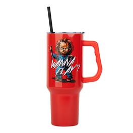 Silver Buffalo - Child's Play Chucky "Wanna Play?" Stainless Steel Tumbler | Holds 40 Ounces - Red