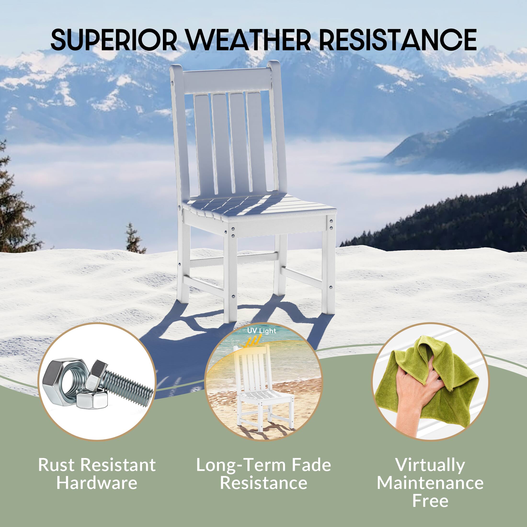 SUPERIOR WEATHER RESISTANCE

- UV Light
- Rust Resistant Hardware
- Long-Term Fade Resistance
- Virtually Maintenance Free