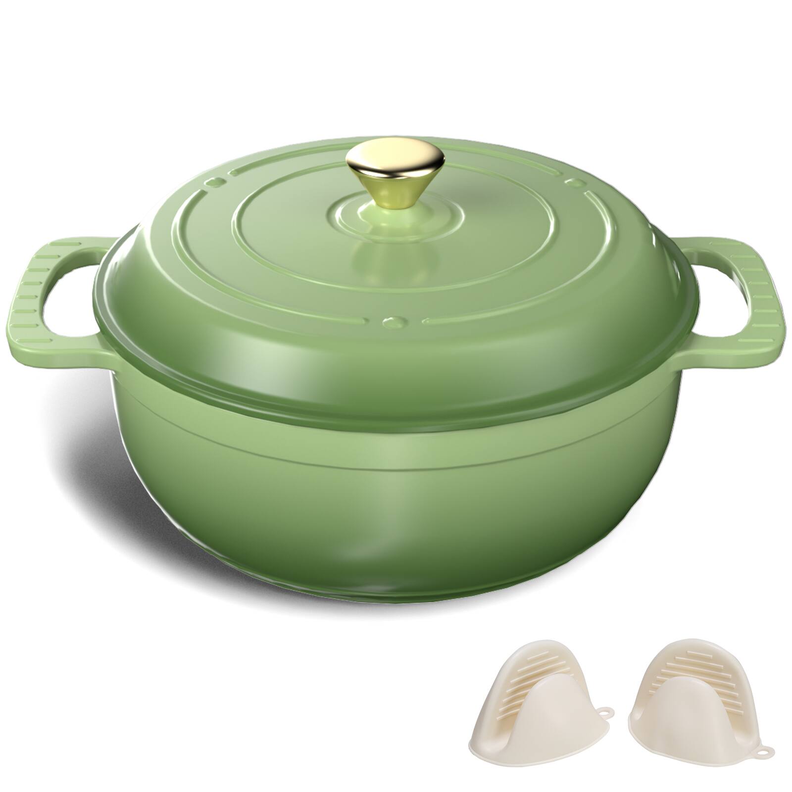 Winado - 7.5QT Dutch Oven Enameled Cast Iron Bread Oven with Lid for Sourdough Baking - Green