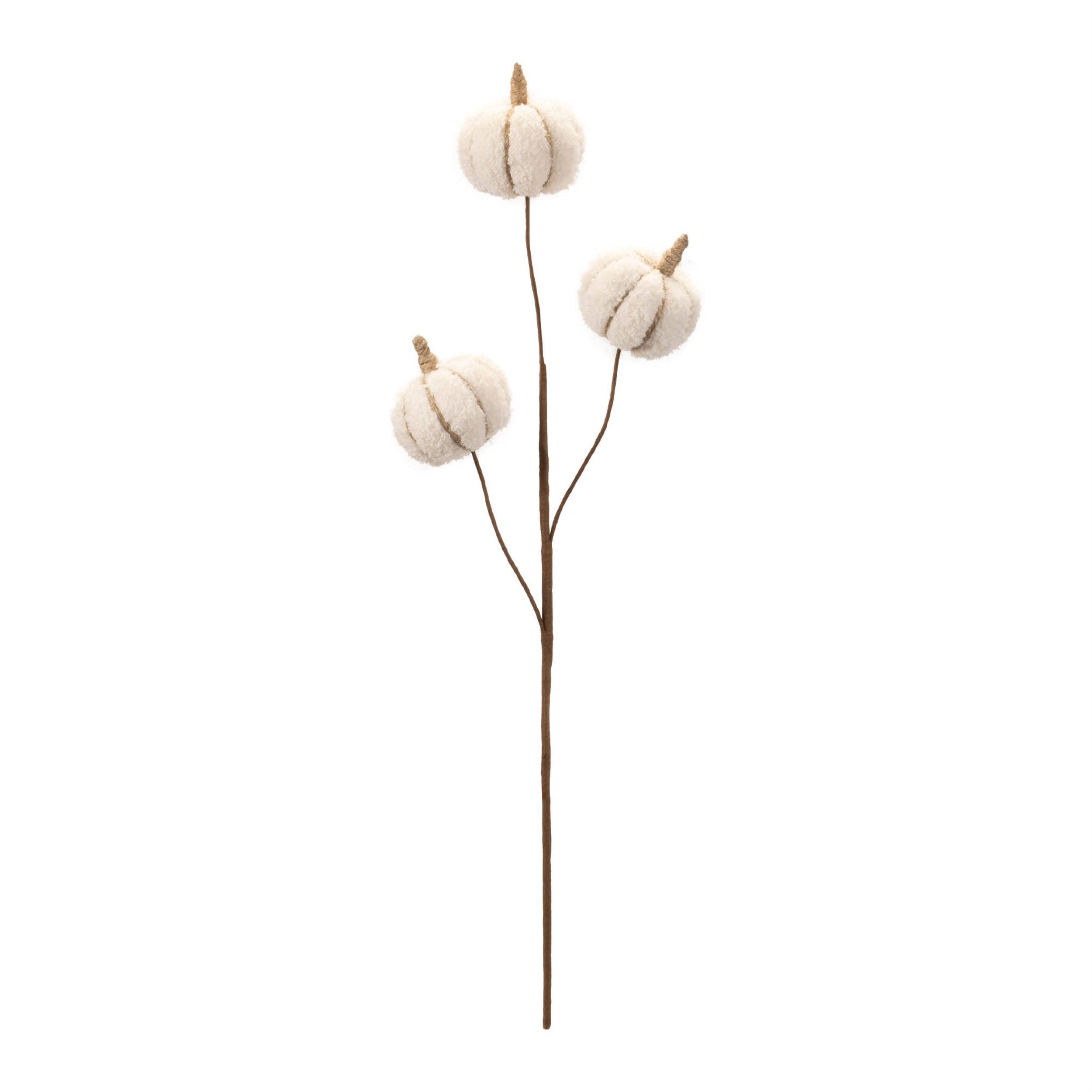 Angle. BreeBe - Plush Fall Pumpkin Spray (Set of 2) - Beige, Brown.