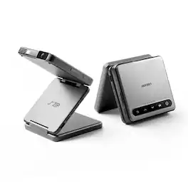 Aurzen - Tri-Fold Truly Mini Projector, Zero-Lag Focus, One-Click Screen Mirroring, 5000mAh Battery, DLP Tech - Gray
