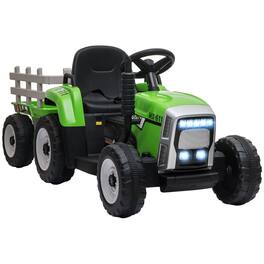 Ecooso - 12V Ride-On Tractor with Trailer, Remote, Music and LED Lights - Green