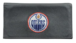 Rico Industries - Edmonton Oilers NHL Black Leather Embroidered Checkbook Cover - Multi