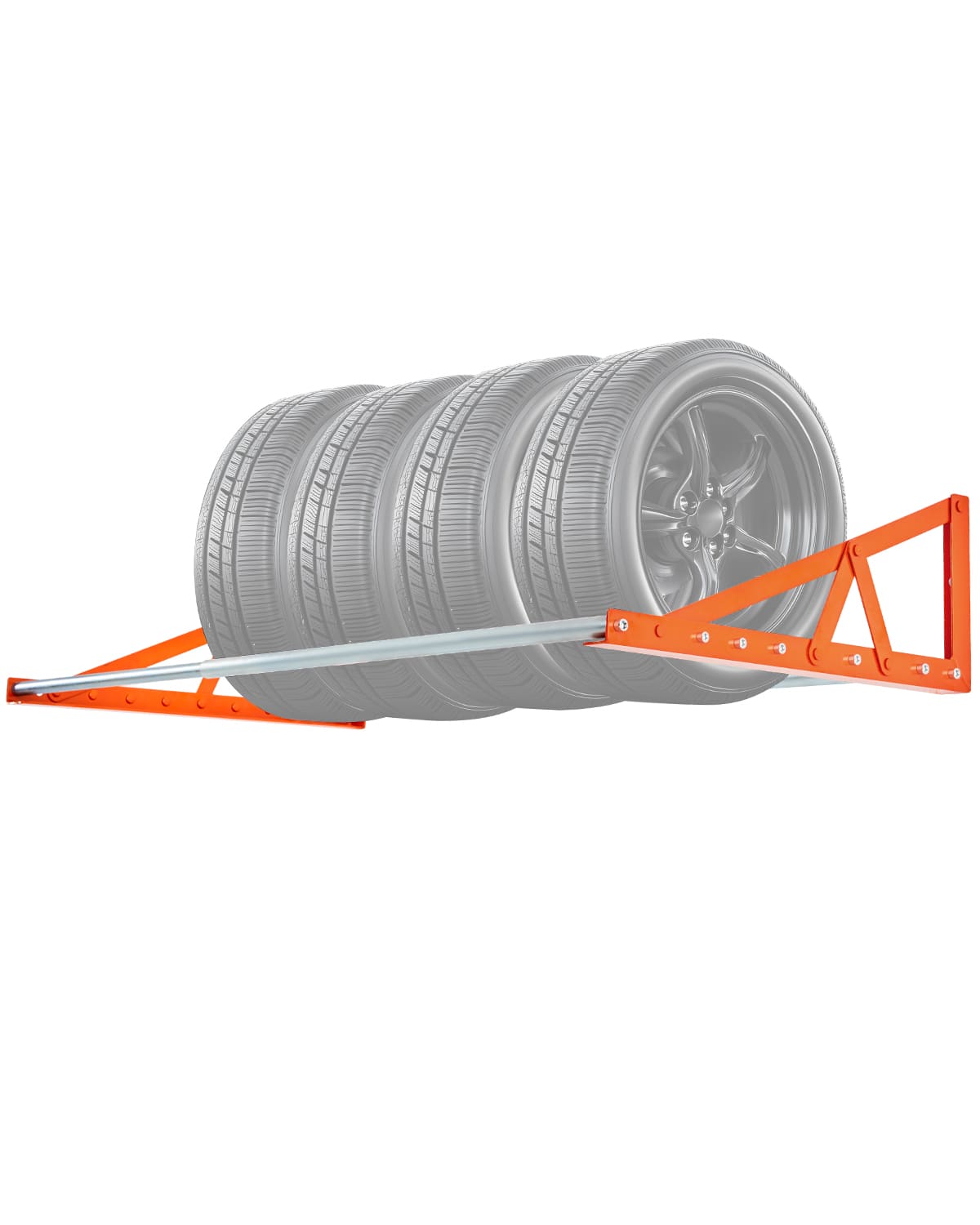 VEVOR - Wall Mounted Tire Rack, 31" - 56" Adjustable Tire Rack, Q235 Heavy-Duty Steel Tire Storage Rack - Orange