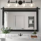 Front. PAIHOME - Wood Wall Mirror Modern Farmhouse Accent Rectangular Bathroom Mirror Vanity Mirror for Bedroom Living Room Decor - Black - 40"x26".