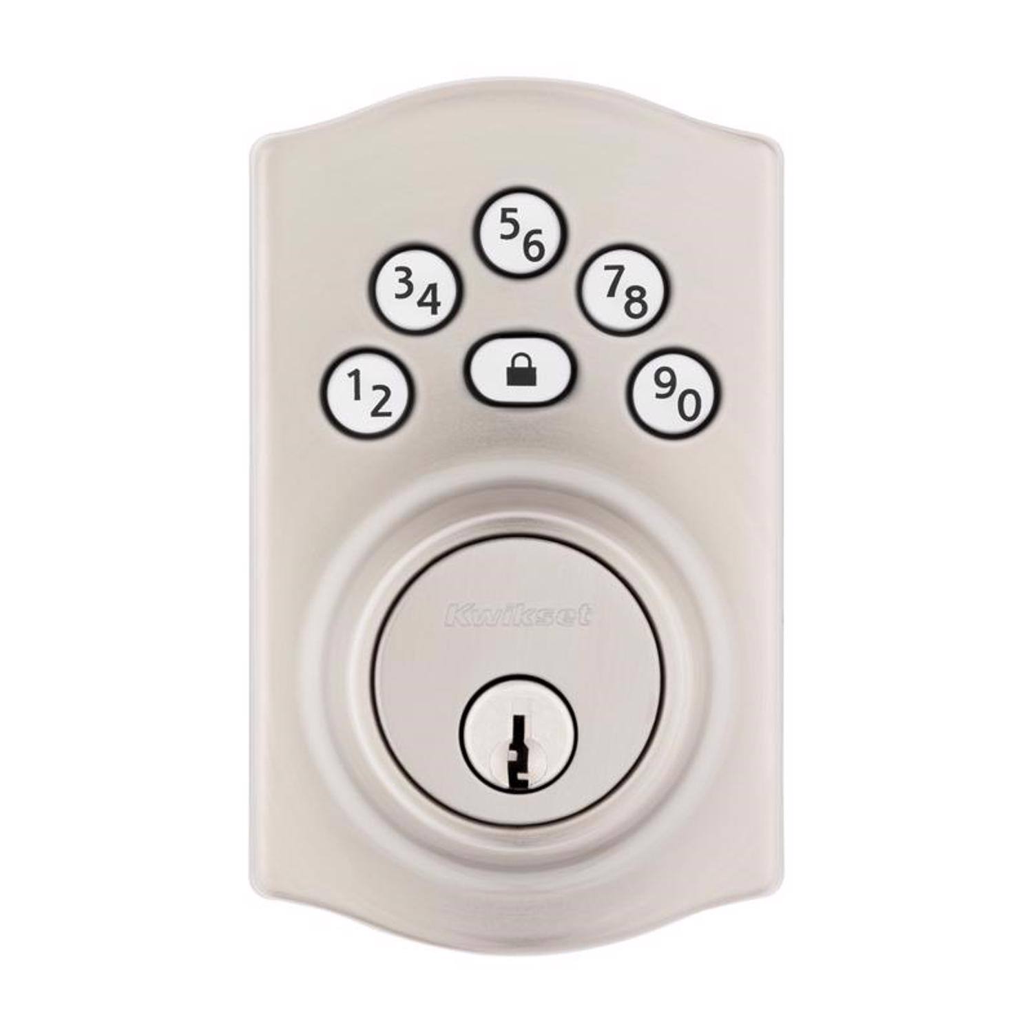 Angle. Kwikset - Kwikset Satin Nickel Metal Electronic Keypad Entry Lock.