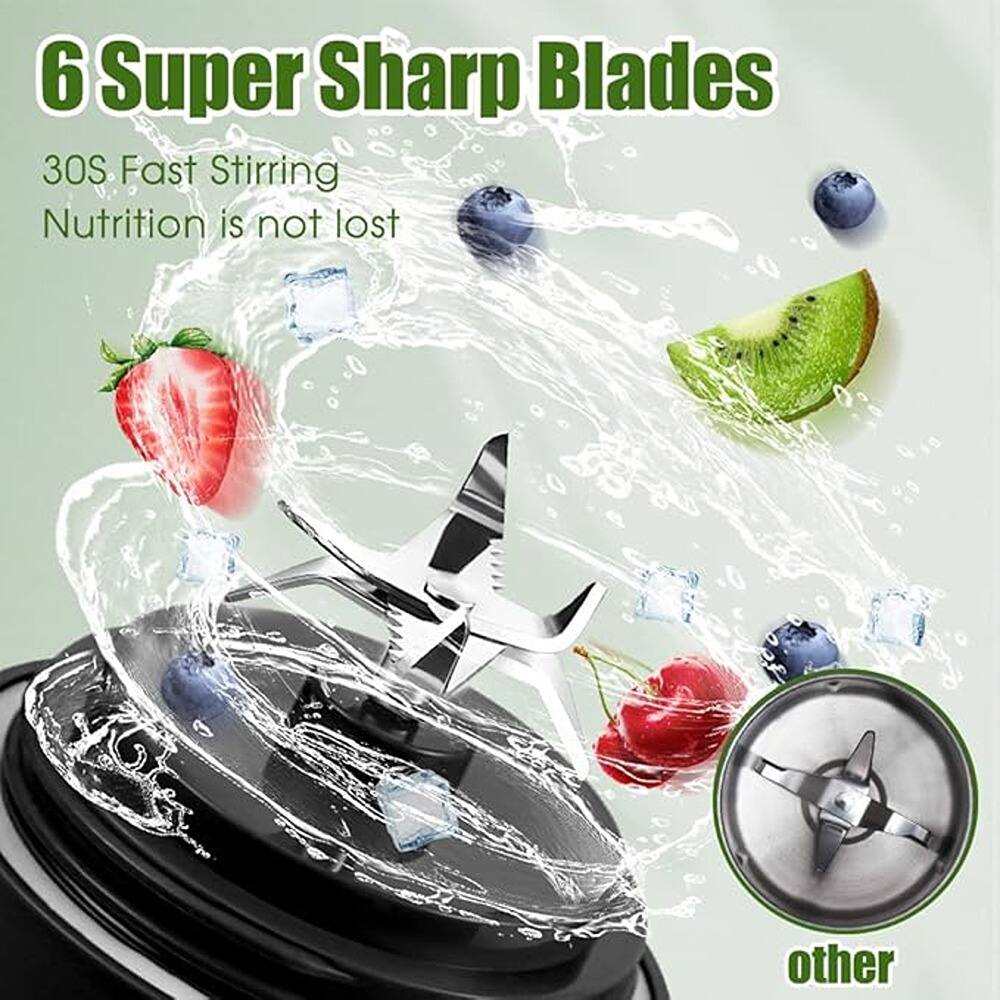 6 Super Sharp Blades

30S Fast Stirring  
Nutrition is not lost