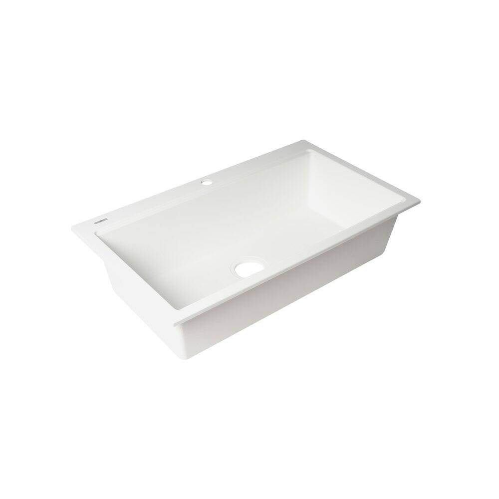 Alt View 6. Alfi - ALFI brand White 33 Granite Composite Workstation Step Rim Single Bowl Drop In Sink - White.