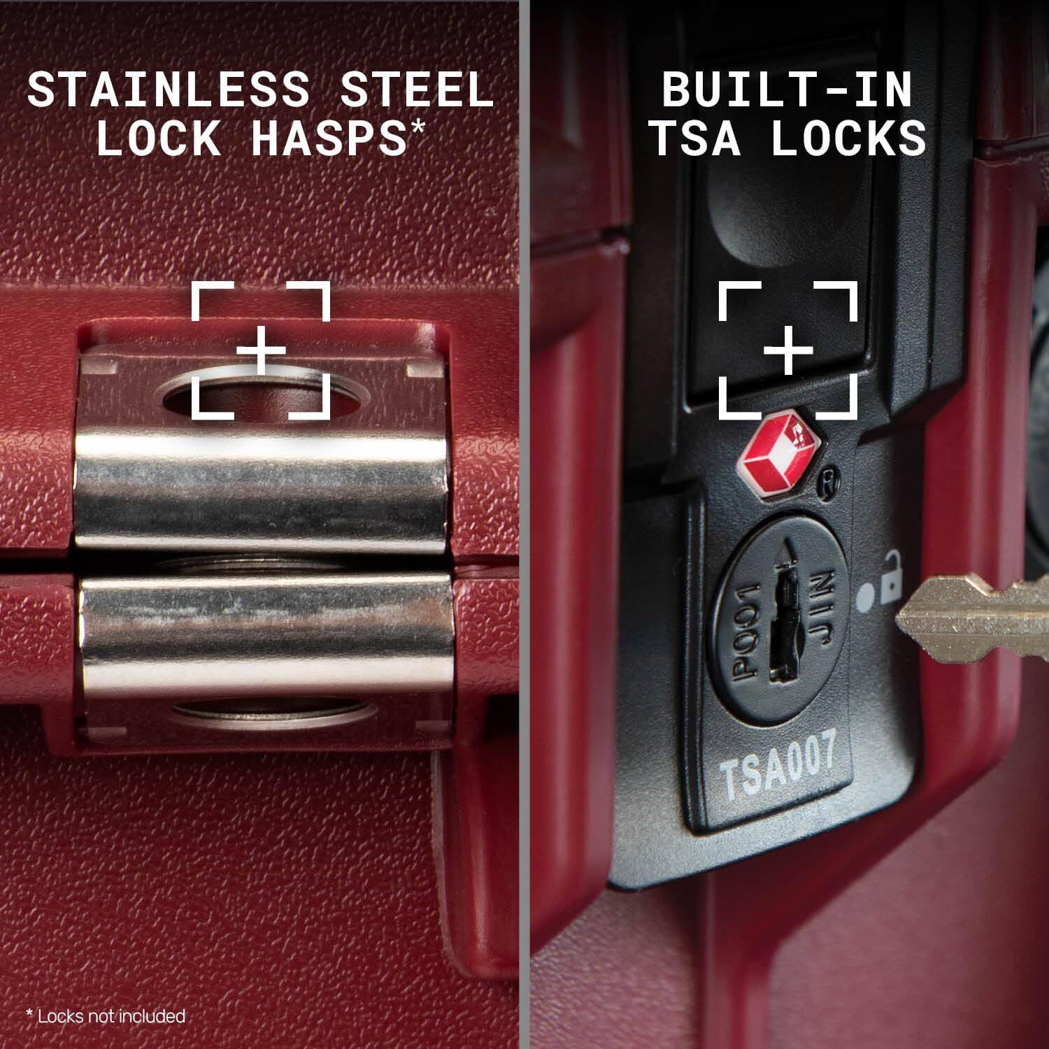 STAINLESS STEEL LOCK HASPS*  
BUILT-IN TSA LOCKS  
TSA007  
*Locks not included