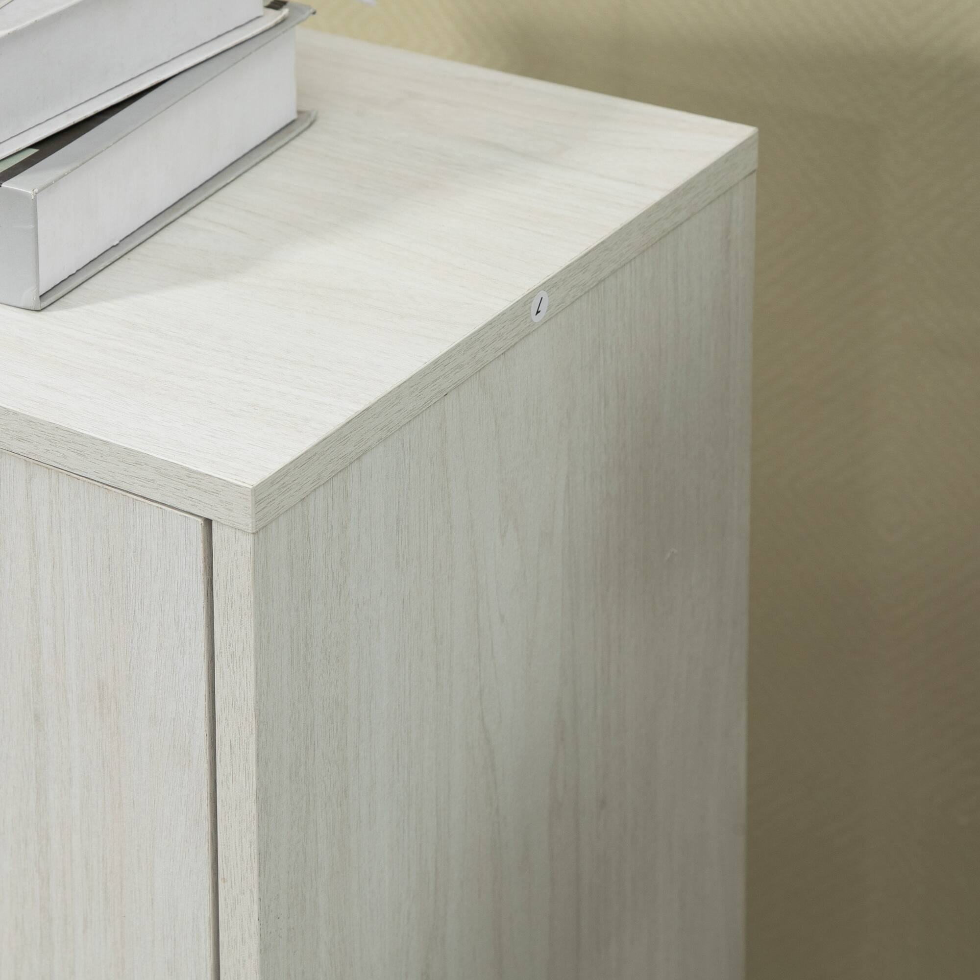 Alt View 9. Homcom - Freestanding Storage Cabinet, Bathroom Floor Cabinet with 4 Drawers and Door - White.