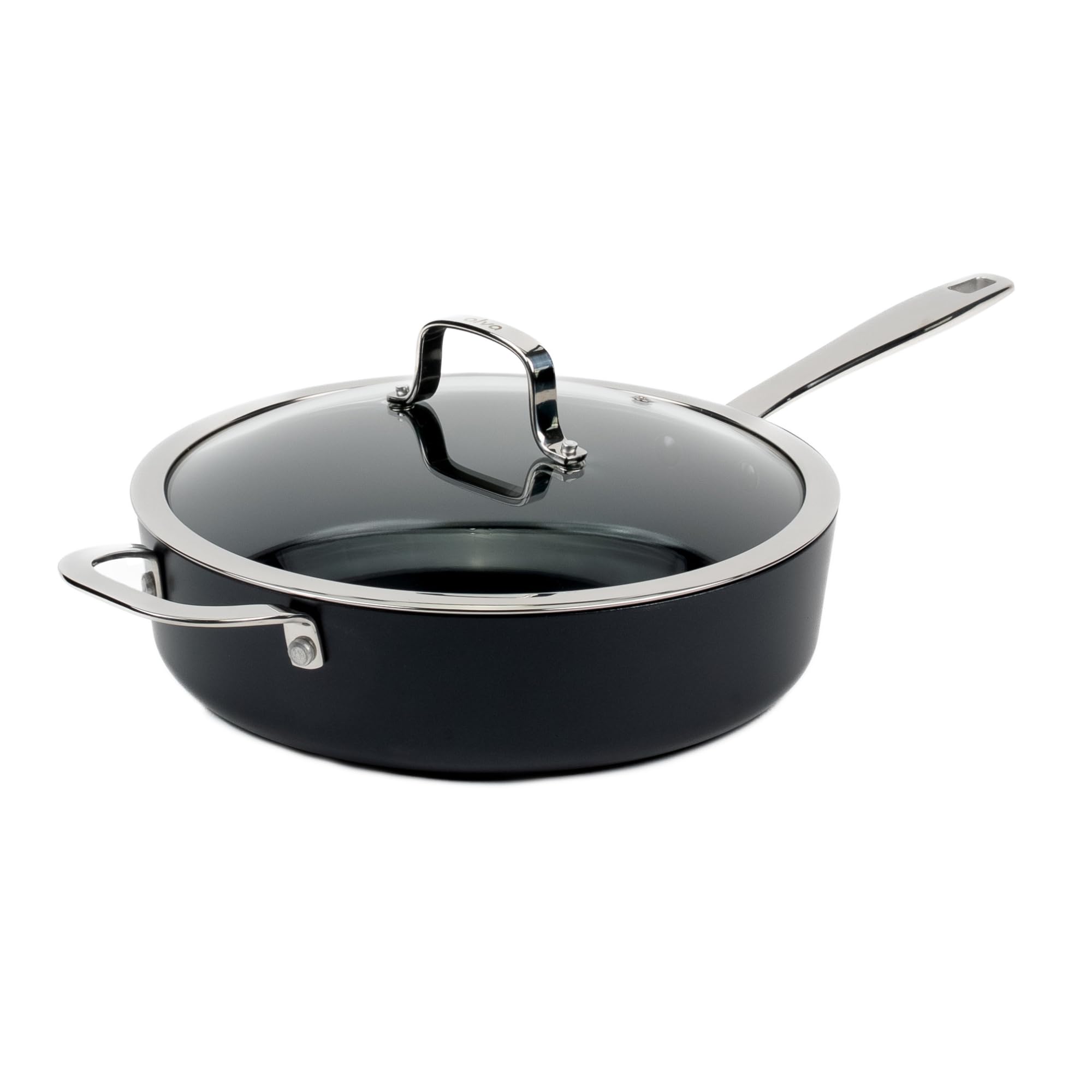 Front. Alva - Alva Maestro Nonstick Sauté Pan with Glass Lid 4Qt. - Easy to Clean, Oven Safe - Black.