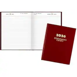 AT-A-GLANCE - 2026 Hardcover Diary, 7.5" x 9.5", Ruled - Red