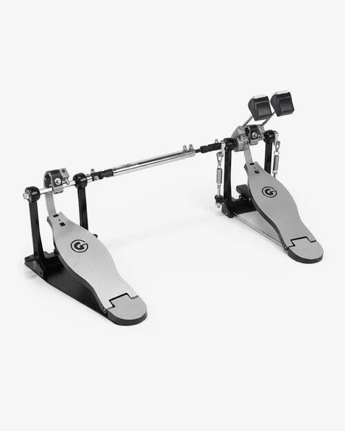 Angle. Gibraltar Hardware - Velocity Strap Drive Double Bass Drum Pedal, Lightweight Frame with Kevlar Strap Drive, G-Style Footboards.