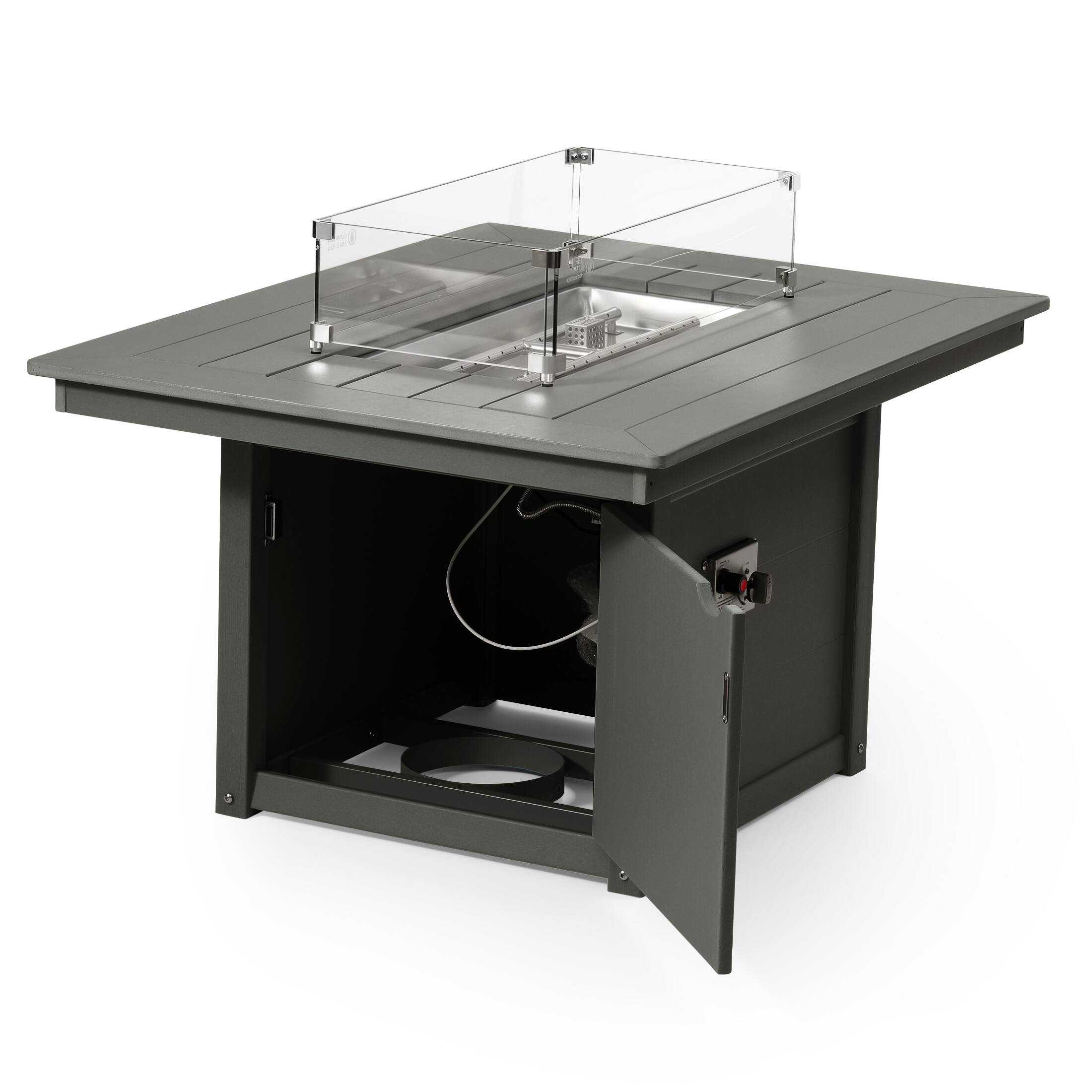 Left. WestinTrends - WestinTrends Helios 46" Modern Outdoor 55,000 BTU Patio Gas Propane Rectangle Deck Fire Pit Table - Gray.