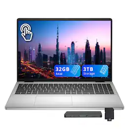 Dell - 16" FHD+ Touchscreen Laptop,Intel Core 5 120U,32GB RAM,2TB SSD+1TB Docking Station,Backlit Keyboard,Win 11 - Silver