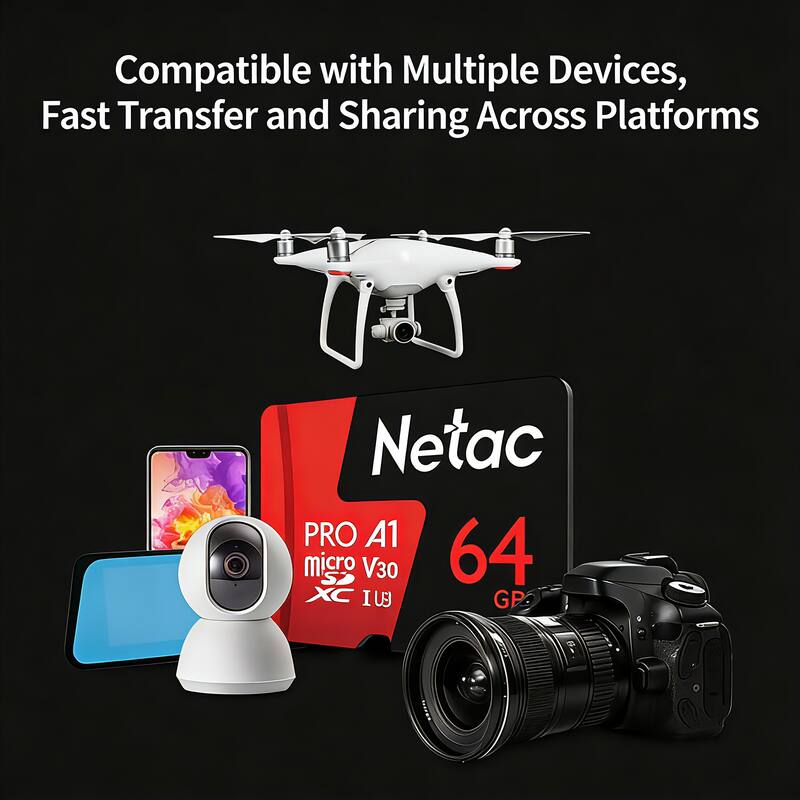 Compatible with Multiple Devices, Fast Transfer and Sharing Across Platforms  
Netac PRO A1 micro SD V30 64 GB