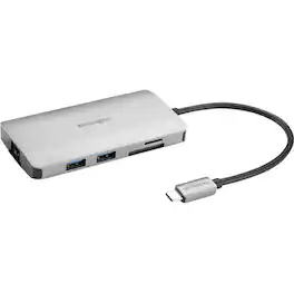 Kensington - UH1400P USB-C 8-in-1 Driverless Mobile Hub - for Smartphone, Monitor, Tablet, Notebook - Memory Card Reader - Gray