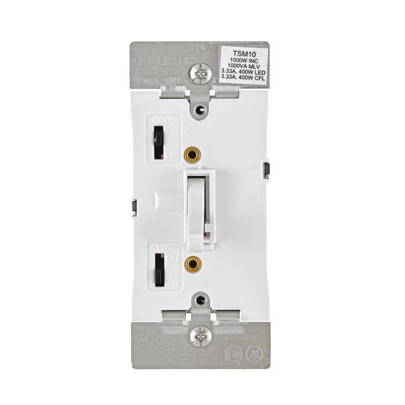 TGP LEVITON 12AVAG TSM10 1000W INC 1000VA MLV 3.33A, 400W LED 3.33A, 400W CFL MODE A LOC OFF ON CU K