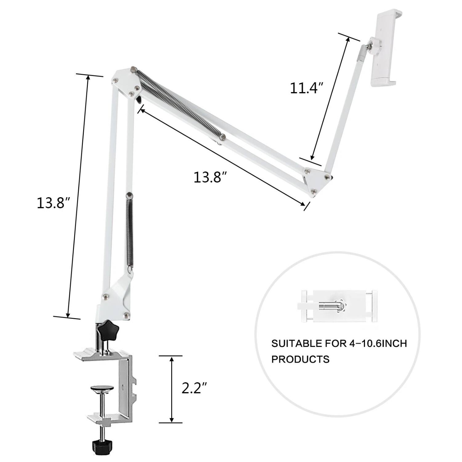 11.4", 13.8", 13.8", 2.2" - Suitable for 4-10.6 inch products.