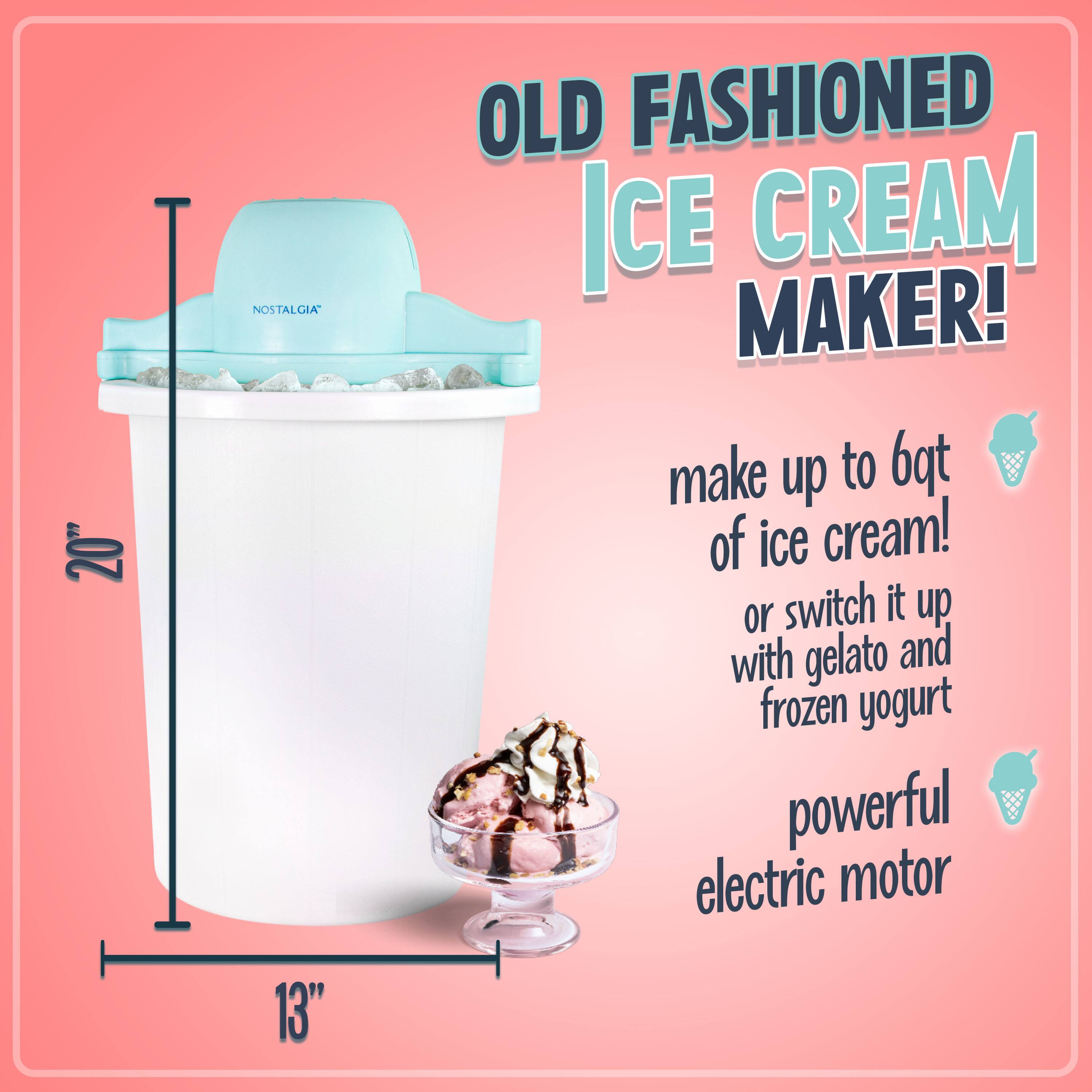 OLD FASHIONED ICE CREAM MAKER!

20" x 13"

make up to 6qt of ice cream! or switch it up with gelato and frozen yogurt

powerful electric motor