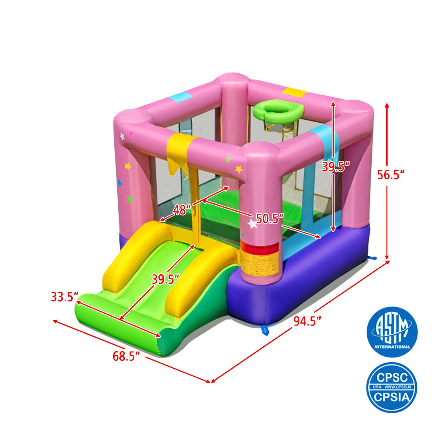 39.5" 56.5" 48" 50.5" 33.5" 39.5" 68.5" 94.5" H

INTERNATIONAL ASTM

CPSC USA www.CPSCUS CPSIA