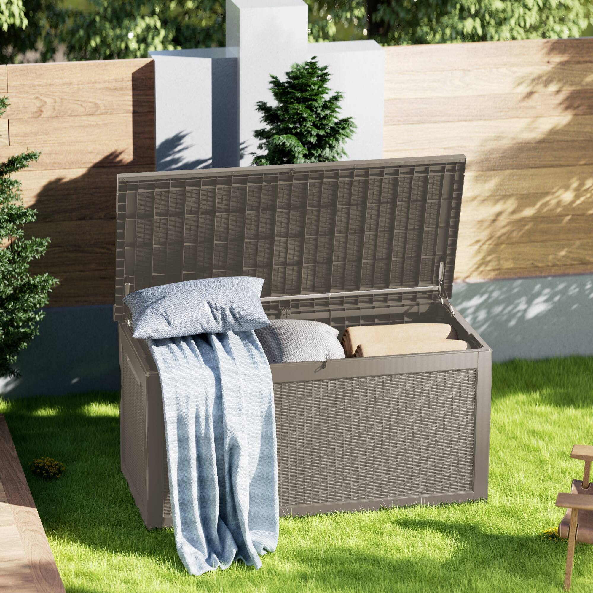 Alt View 1. Yardgrace - 320 Gallon Lockable Resin Deck Box Waterproof Outdoor Storage for Patio Furniture Garden Tools and Equipment - brown.