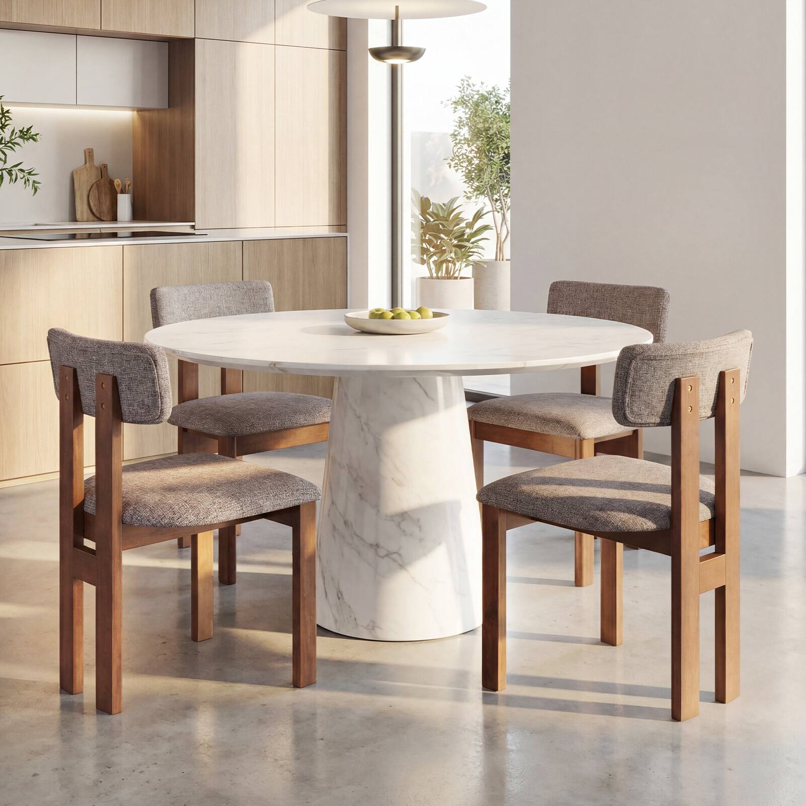 Alt View 5. Costway - Costway Dining Chairs Set of 4 Upholstered Kitchen Side Chairs with Curved Backrest - Walnut & Gray.