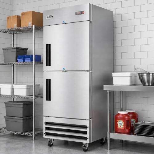 Back. Koolmore - 29 in. Commercial Stainless Steel Solid Half Door Reach-In Refrigerator, 23 cu. ft. RIR-1D-SSHD - Stainless-Steel.