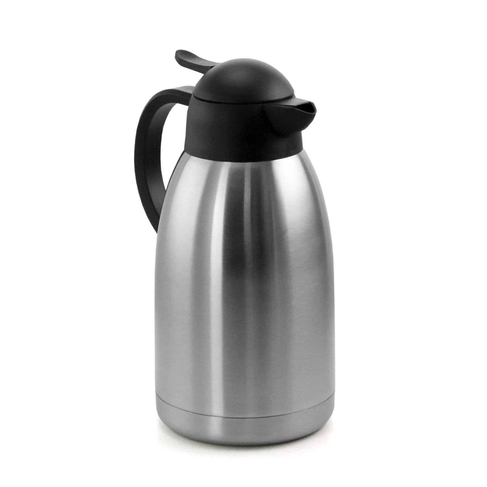 MegaChef - 2.11 Quart Stainless Steel Thermal Beverage Carafe for Coffee and Tea - Silver and Black